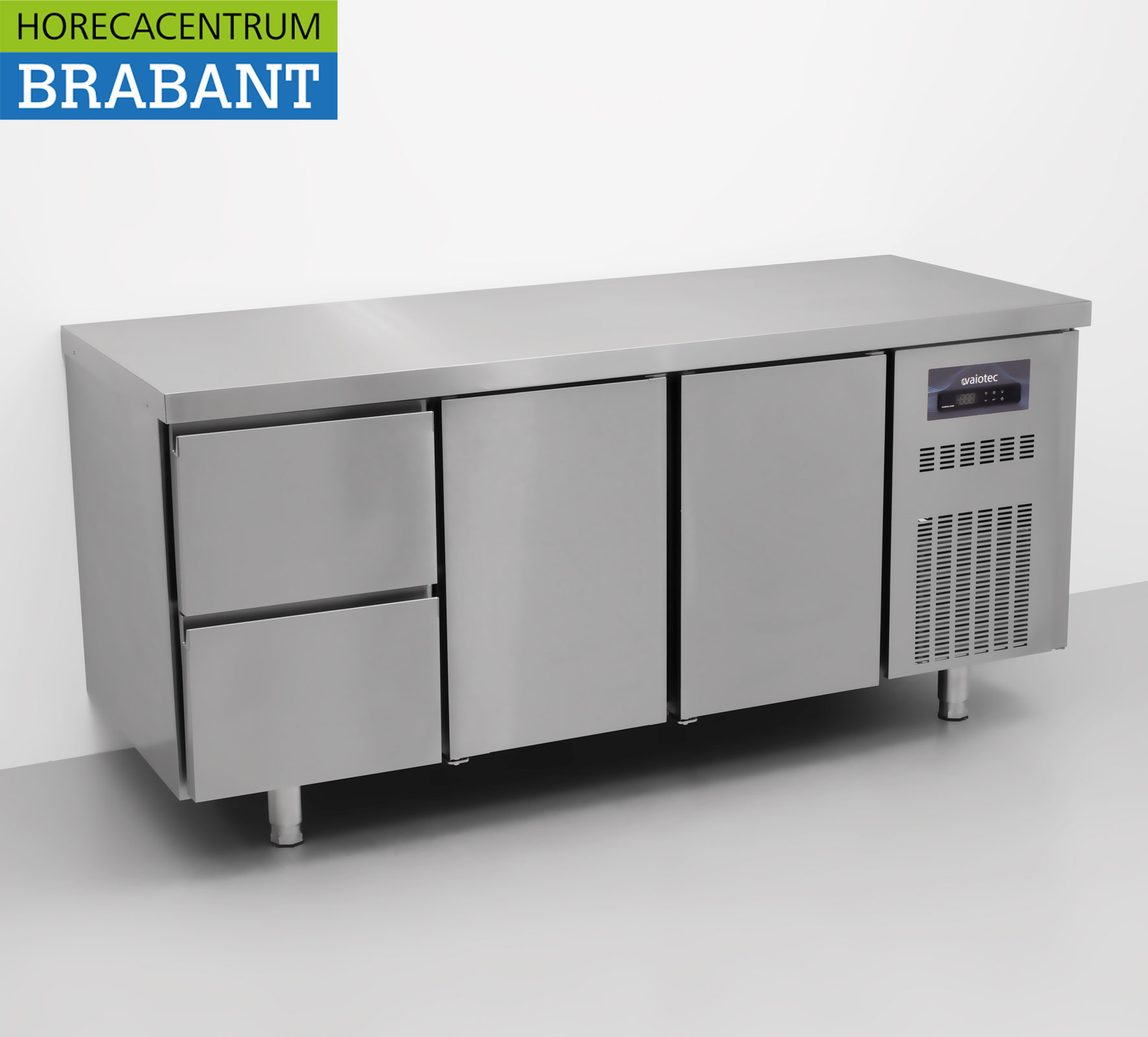 Edelstahl Coreco Premium gekühlte Werkbank 2 Schubladen und 2 Türen 1/1 Gastronorm 179,5 cm Catering – Bild 3