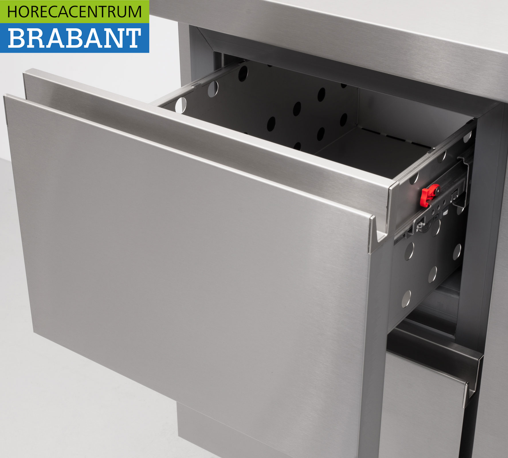 Edelstahl Coreco Premium gekühlte Werkbank 2 Schubladen und 2 Türen 1/1 Gastronorm 179,5 cm Catering – Bild 5