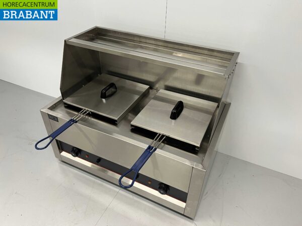 Edelstahl-Doppelfritteuse Frittieren 2 x 13 Liter 230V Horeca – Bild 2