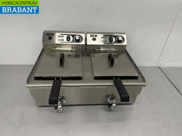 Doppelfritteuse aus Edelstahl Fritteuse 2 x 16 Liter 2 x 230V Horeca