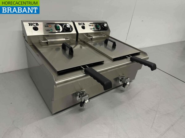 Doppelfritteuse aus Edelstahl Fritteuse 2 x 16 Liter 2 x 230V Horeca – Bild 3