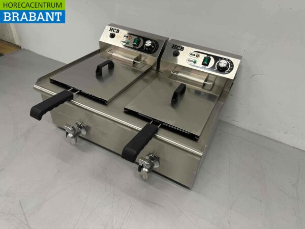 Doppelfritteuse aus Edelstahl Fritteuse 2 x 16 Liter 2 x 230V Horeca – Bild 4