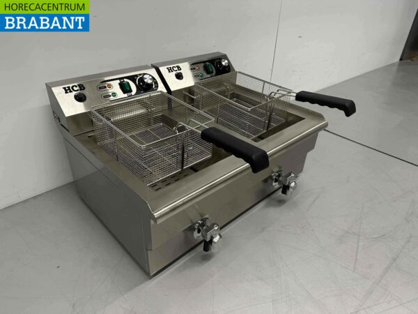 Doppelfritteuse aus Edelstahl Fritteuse 2 x 16 Liter 2 x 230V Horeca – Bild 5