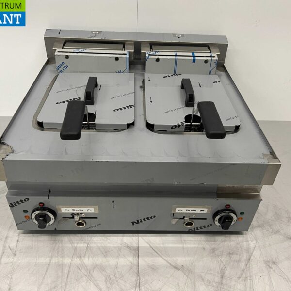 Edelstahl-Doppelfriteuse Frittieren 2 x 10 Liter 400V Horeca