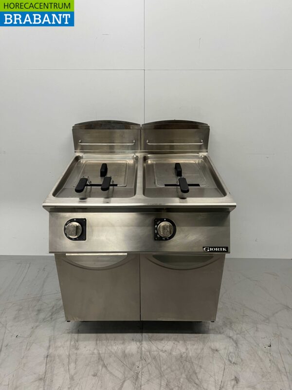 Edelstahl Giorik Doppel-Fritteuse Fritteuse 2 x 13 Liter 23 kW GAS Catering