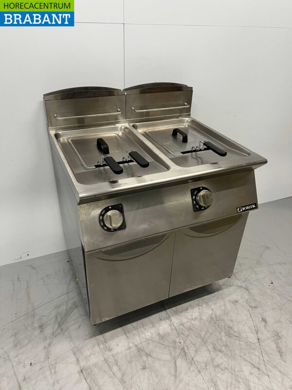 Edelstahl Giorik Doppel-Fritteuse Fritteuse 2 x 13 Liter 23 kW GAS Catering – Bild 2