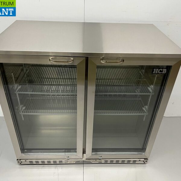 Edelstahl Backbar Bar Cooler Glas-Falttüren 218 Liter 90 cm 230V Horeca
