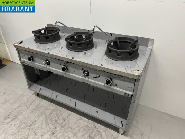 Edelstahl Wok Tisch Wok Herd 3 Brenner 39 kW 150 cm Gas Horeca – Bild 4