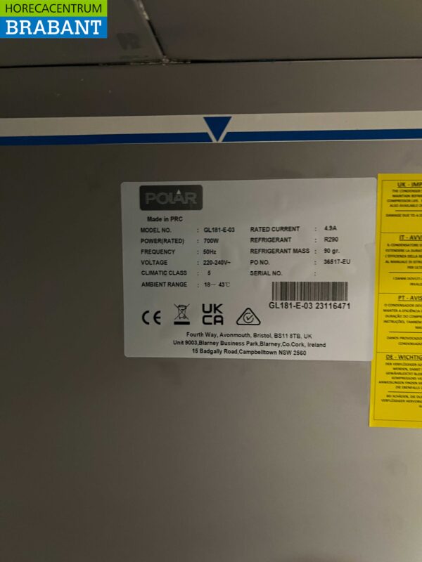 Edelstahl Mobil Polar GL181 Patisserie Gefrierschrank Gefrierschrank 850 Liter Horeca – Bild 5