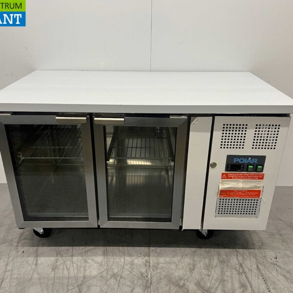 Polar Kühltheke aus Edelstahl 2 Glastüren 136 cm 230V Horeca
