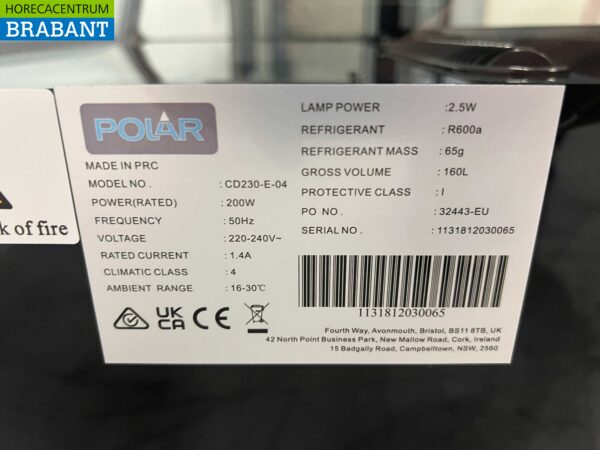 Polar CD230 Konditorei Kühlvitrine 160 Liter 230V Catering – Bild 5