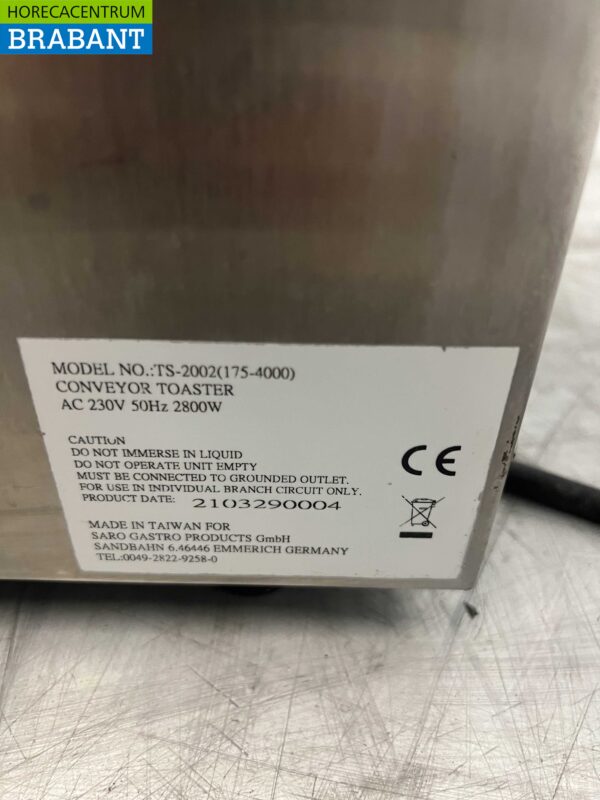 Edelstahl Saro 175-4000 Durchlauftoaster Durchlaufofen 230V Horeca – Bild 4