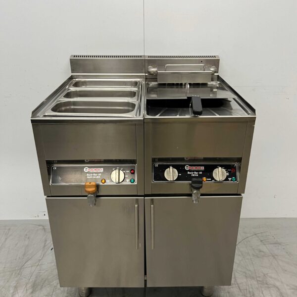 Hendi Cookersystem aus Edelstahl Backstraße mit Fritteuse 10L und Bain Marie 74 cm Horeca