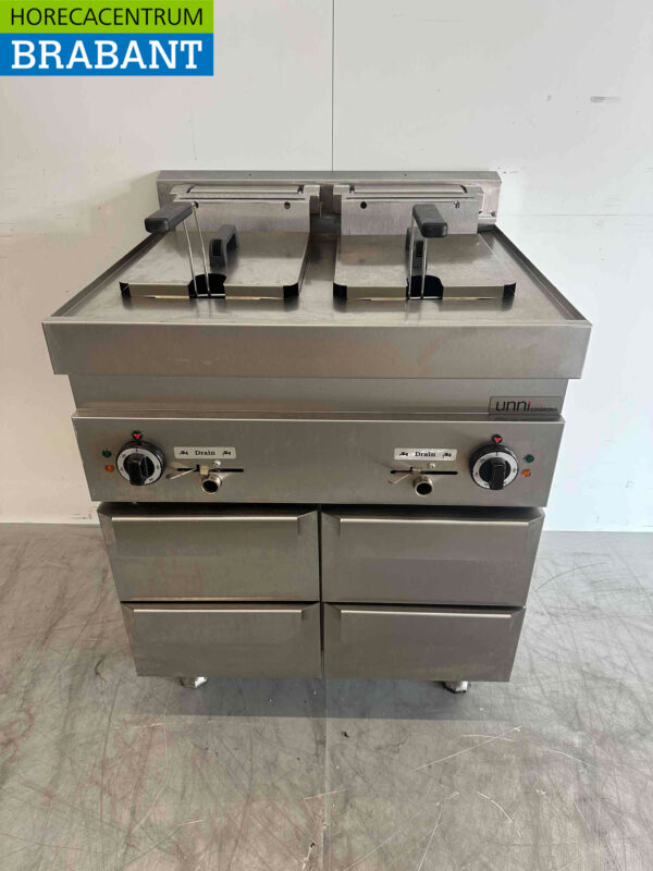 Edelstahl-Doppelfriteuse Frittieren 2 x 10 Liter 400V Horeca