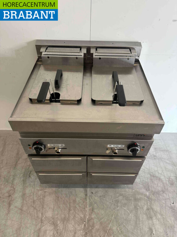 Edelstahl-Doppelfriteuse Frittieren 2 x 10 Liter 400V Horeca – Bild 2