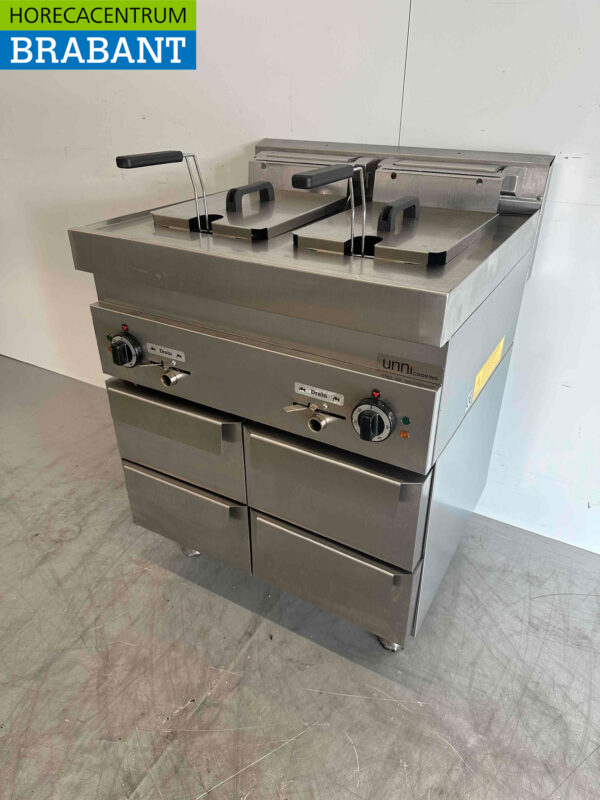 Edelstahl-Doppelfriteuse Frittieren 2 x 10 Liter 400V Horeca – Bild 3