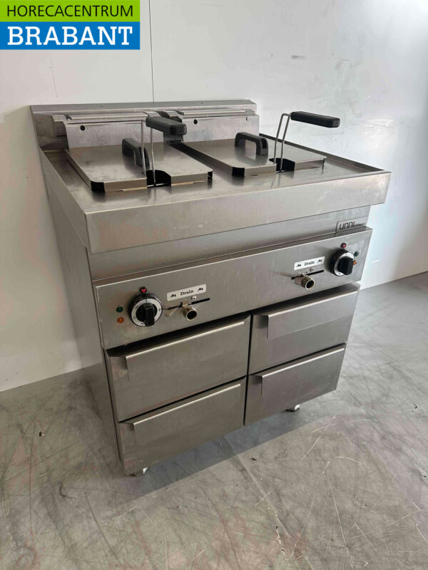 Edelstahl-Doppelfriteuse Frittieren 2 x 10 Liter 400V Horeca – Bild 4