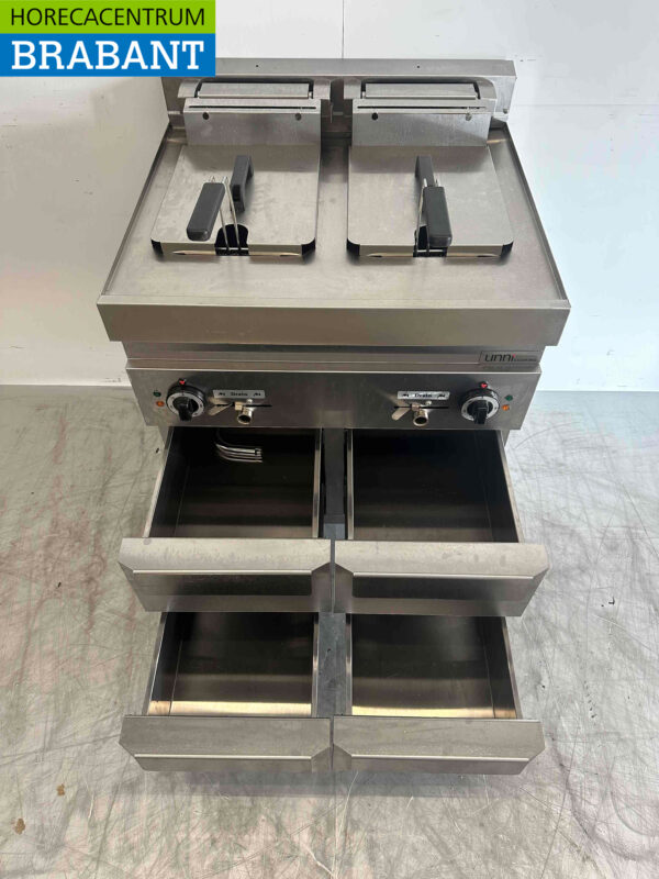 Edelstahl-Doppelfriteuse Frittieren 2 x 10 Liter 400V Horeca – Bild 6