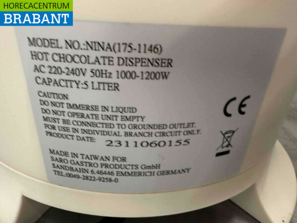 Saro Schokoladenmilchspender Heißgetränkespender 5 Liter 230V Horeca – Bild 5
