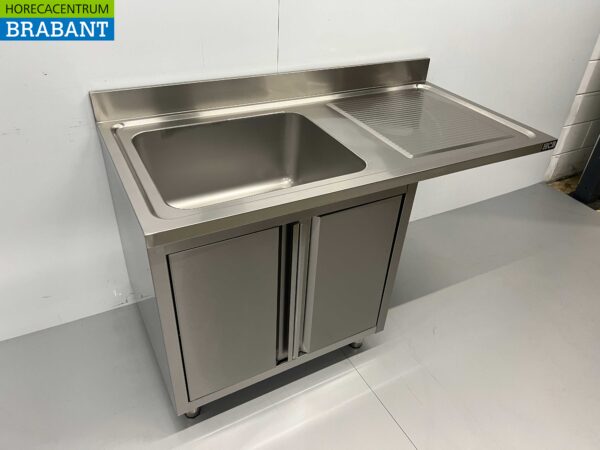 Edelstahlspüle Spülbecken Flügeltüren Premium-line 140cm Catering – Bild 2