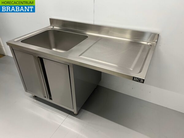 Edelstahlspüle Spülbecken Flügeltüren Premium-line 140cm Catering – Bild 3