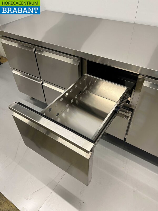 Gekühlte Werkbank aus Edelstahl 6 Schubladen und 1 Tür 223 cm 230V Horeca – Bild 6