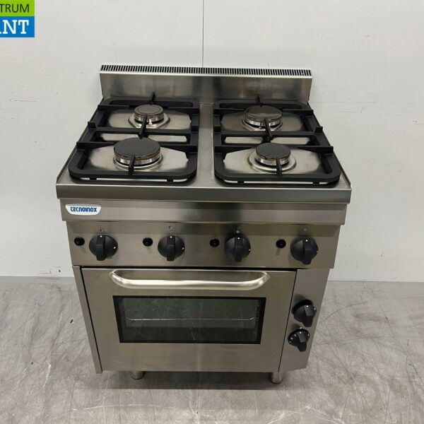 Edelstahl Tecnoinox Herd 4 Brenner mit Backofen 70 cm GAS Horeca