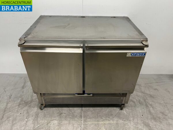 Edelstahl Afinox Mobile gekühlte Werkbank 2 Türen 100 cm 230V Horeca