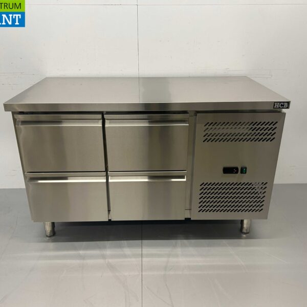 Gekühlte Werkbank aus Edelstahl 4 Schubladen 136 cm 230V Horeca