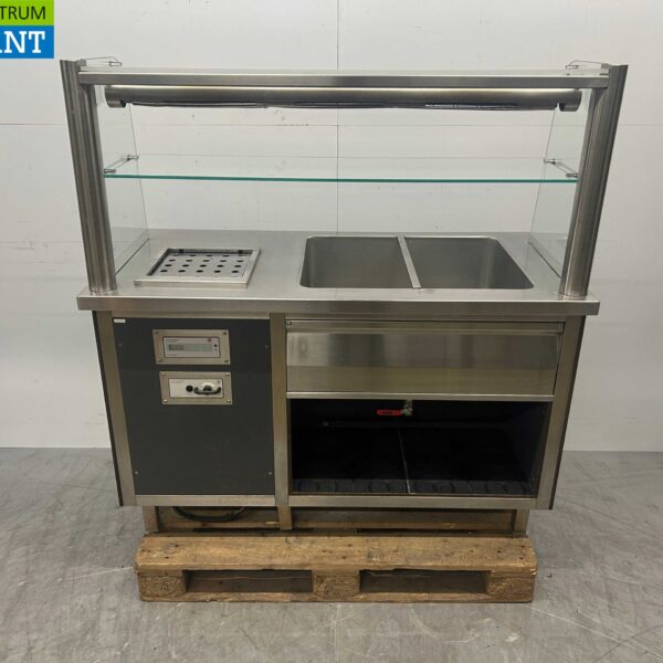 Groku Dispensing Buffet Buffetteil Bain-Marie und Wärmelampe 132,5 cm 230V Horeca