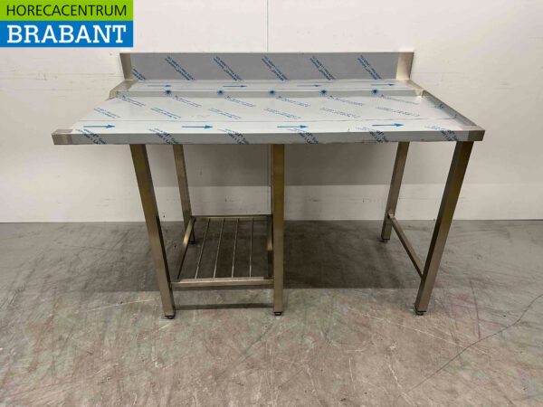 Edelstahl Drainagetisch mit Durchreiche Spülmaschine 146 cm Horeca