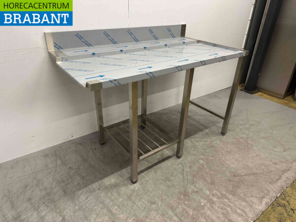 Edelstahl Drainagetisch mit Durchreiche Spülmaschine 146 cm Horeca – Bild 3