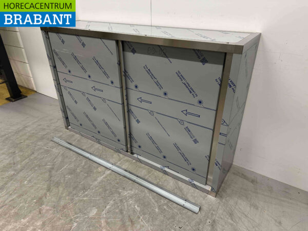 Edelstahl-Hängeschrank 2 Schiebetüren 160 cm Catering – Bild 3