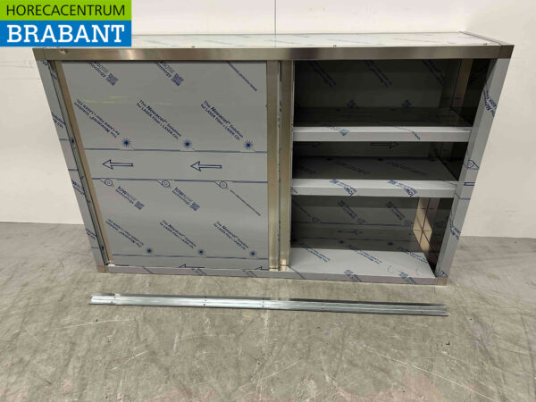 Edelstahl-Hängeschrank 2 Schiebetüren 160 cm Catering – Bild 4