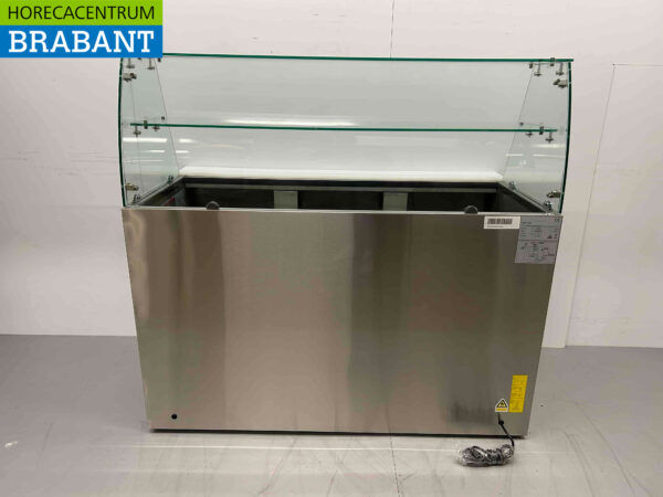 HCB Edelstahl Saladette Gekühlte Werkbank 3 Türen 1/1 GN mit Glasplatte 137 cm 230V Horeca – Bild 5