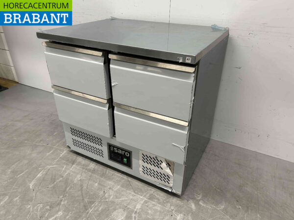 Saro gekühlte Werkbank aus Edelstahl 4 Schubladen 90 cm 230V Horeca – Bild 2