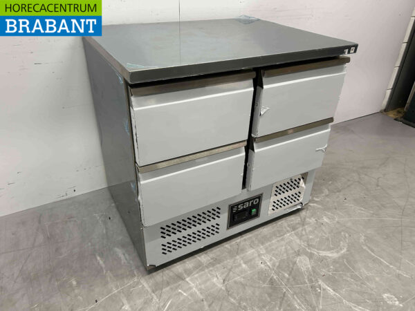 Saro gekühlte Werkbank aus Edelstahl 4 Schubladen 90 cm 230V Horeca – Bild 3