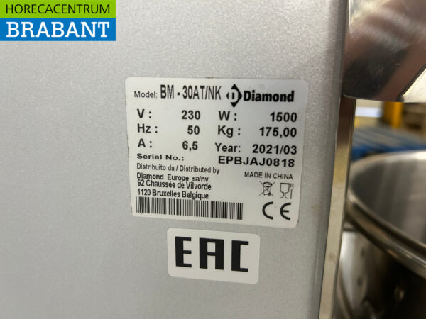 Diamond Planet Mixer Mixer Edelstahlwanne 30 Liter 230V Horeca – Bild 8