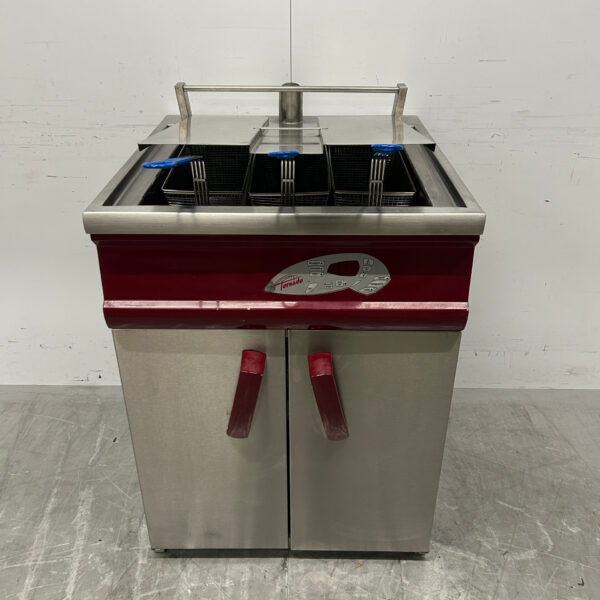 Hegro Tornado Friteuse aus Edelstahl 24 Liter GAS + 230V Horeca