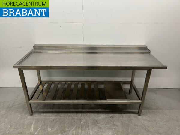 Edelstahl Abtropftisch für Durchlaufspüler 196 cm Horeca