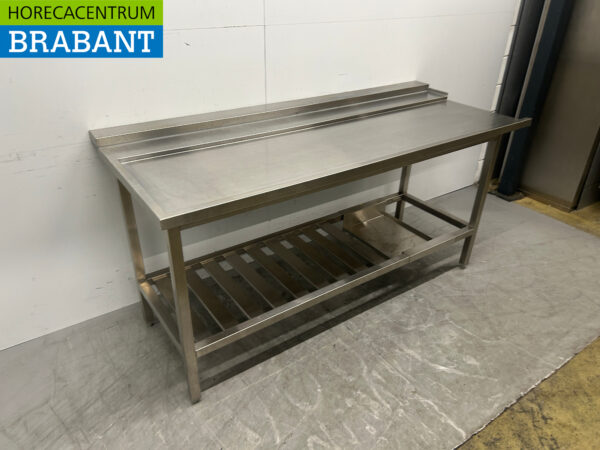 Edelstahl Abtropftisch für Durchlaufspüler 196 cm Horeca – Bild 2