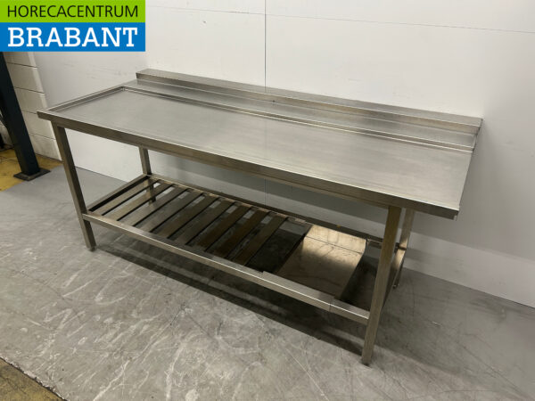 Edelstahl Abtropftisch für Durchlaufspüler 196 cm Horeca – Bild 3