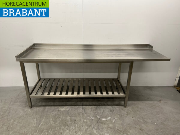 Abtropftisch aus Edelstahl für Durchlaufspüler 217 cm Horeca