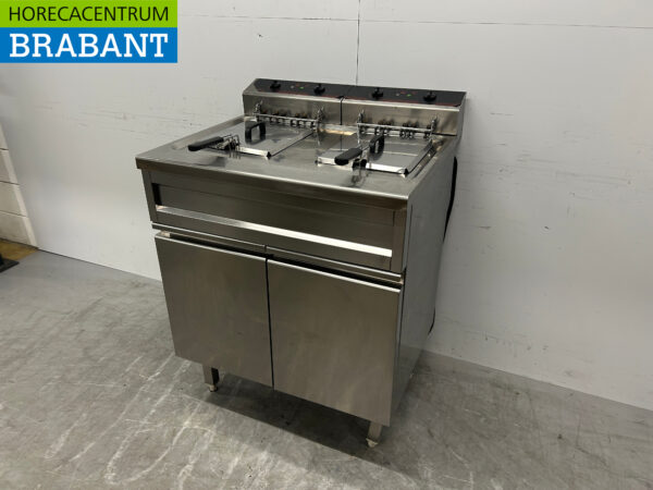 Edelstahl Profinox Doppelfritteuse Frittieren 2 x 16 Liter 400V Horeca – Bild 2