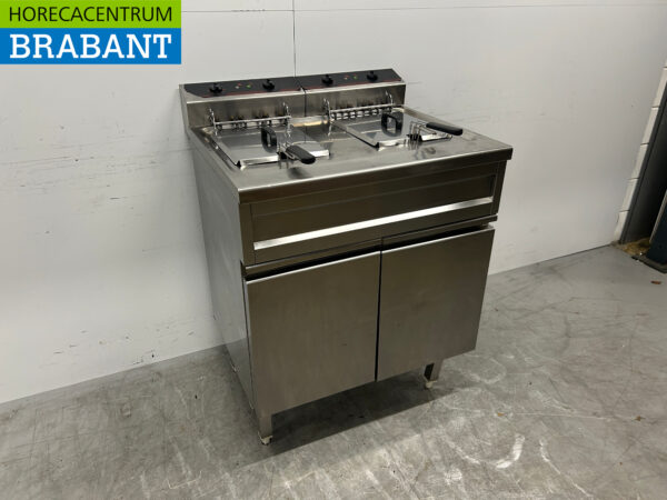 Edelstahl Profinox Doppelfritteuse Frittieren 2 x 16 Liter 400V Horeca – Bild 3