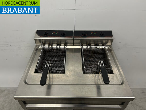 Edelstahl Profinox Doppelfritteuse Frittieren 2 x 16 Liter 400V Horeca – Bild 4