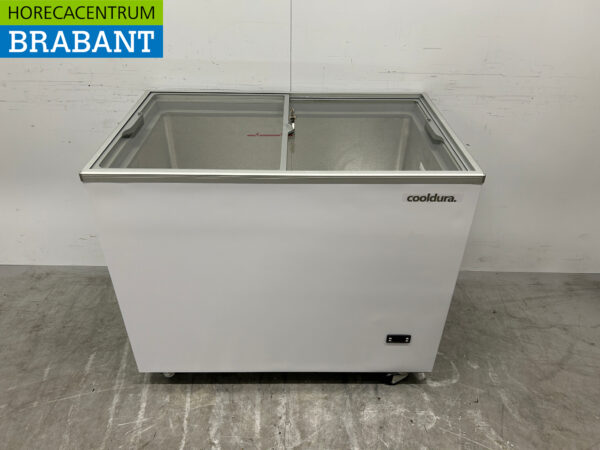 Mobile Kühltruhe mit Glasschiebedeckel 314 Liter 230V Horeca