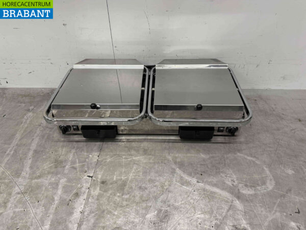Edelstahl Milan Toast Vitroceramic Doppelkontakt Grill Panini Grill 2 x 230V Horeca