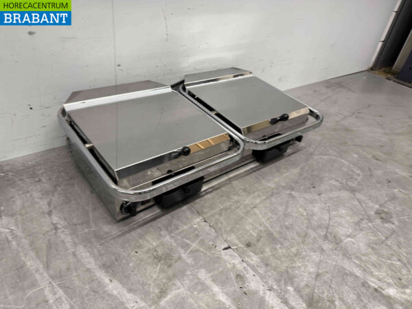 Edelstahl Milan Toast Vitroceramic Doppelkontakt Grill Panini Grill 2 x 230V Horeca – Bild 3