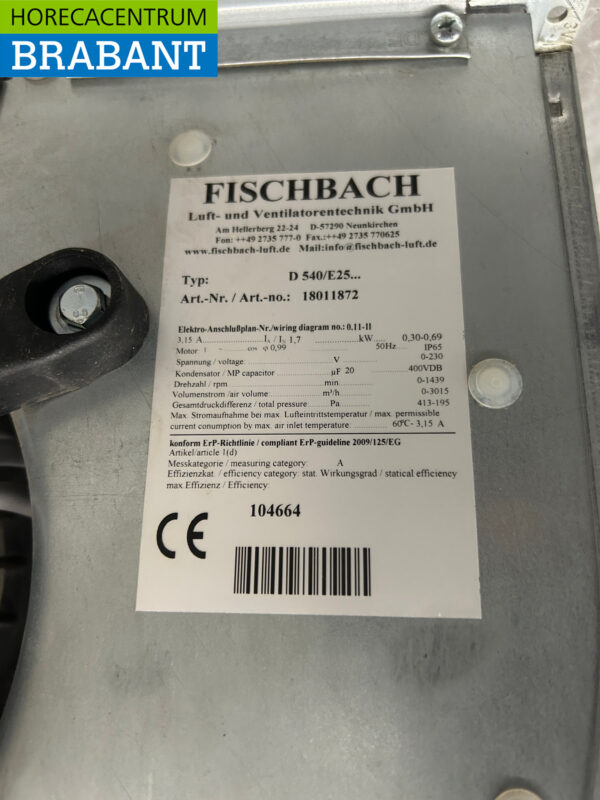 Fischbach Abgasmotor Schlackenhaus 2840 m3 230V Horeca – Bild 4